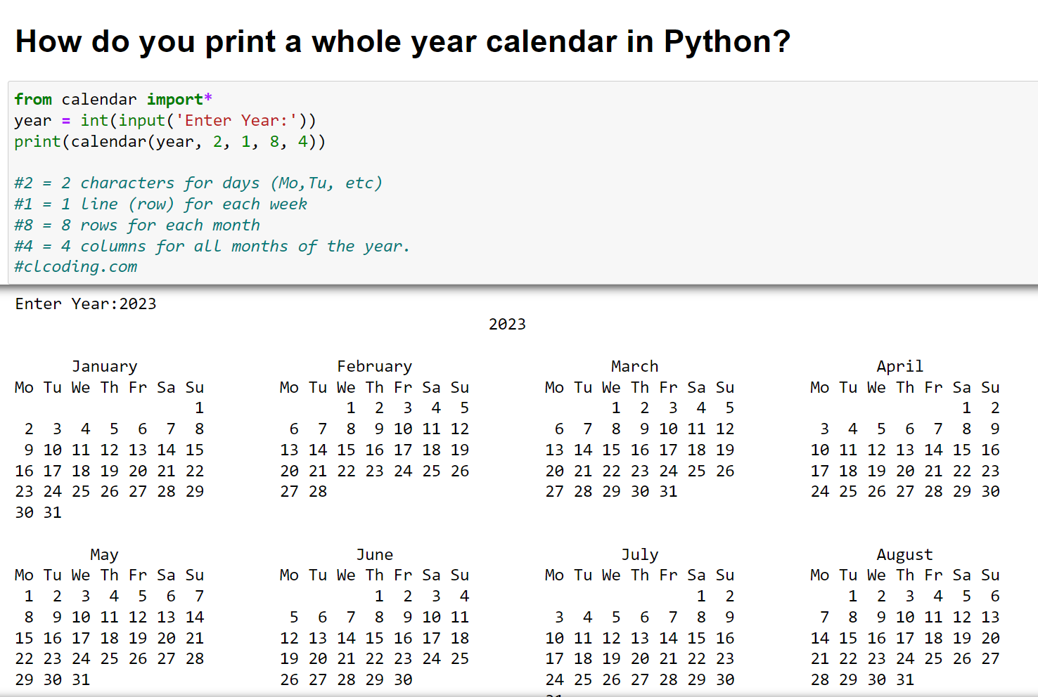 cs python fundamentals assignment 7 calendar